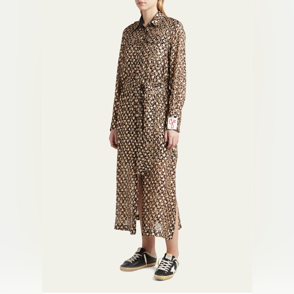 GOLDEN GOOSE Leopard-Print Fil Coupe Shirtdress.Very classy.Size:U.S 8 or E.U:44